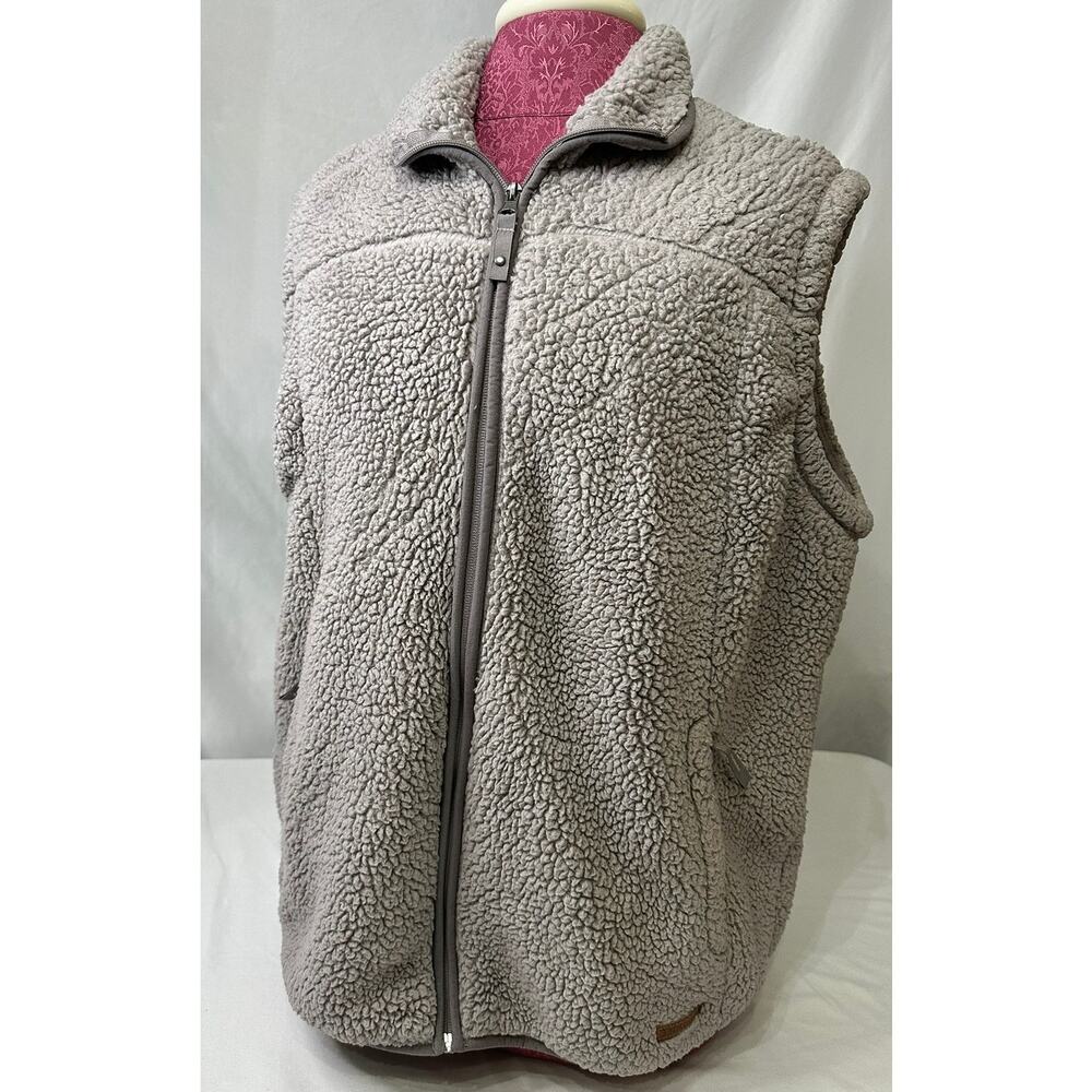 Free Country Gray‎ Grey Soft Thick Fleece Zip-Up Vest 2 Zip Pockets Size XL